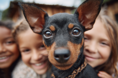 Miniature Pinscher With Children